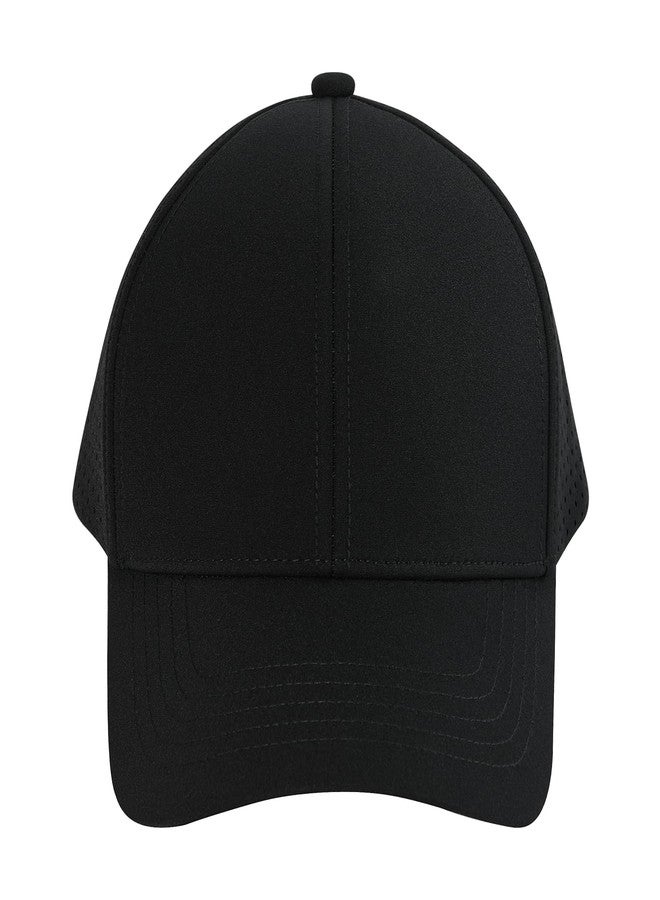 VOBOOM Men Quick Dry Baseball Cap Laser Cut Mesh Ball Curved Brim Snapback Hat (Black) - Image 2